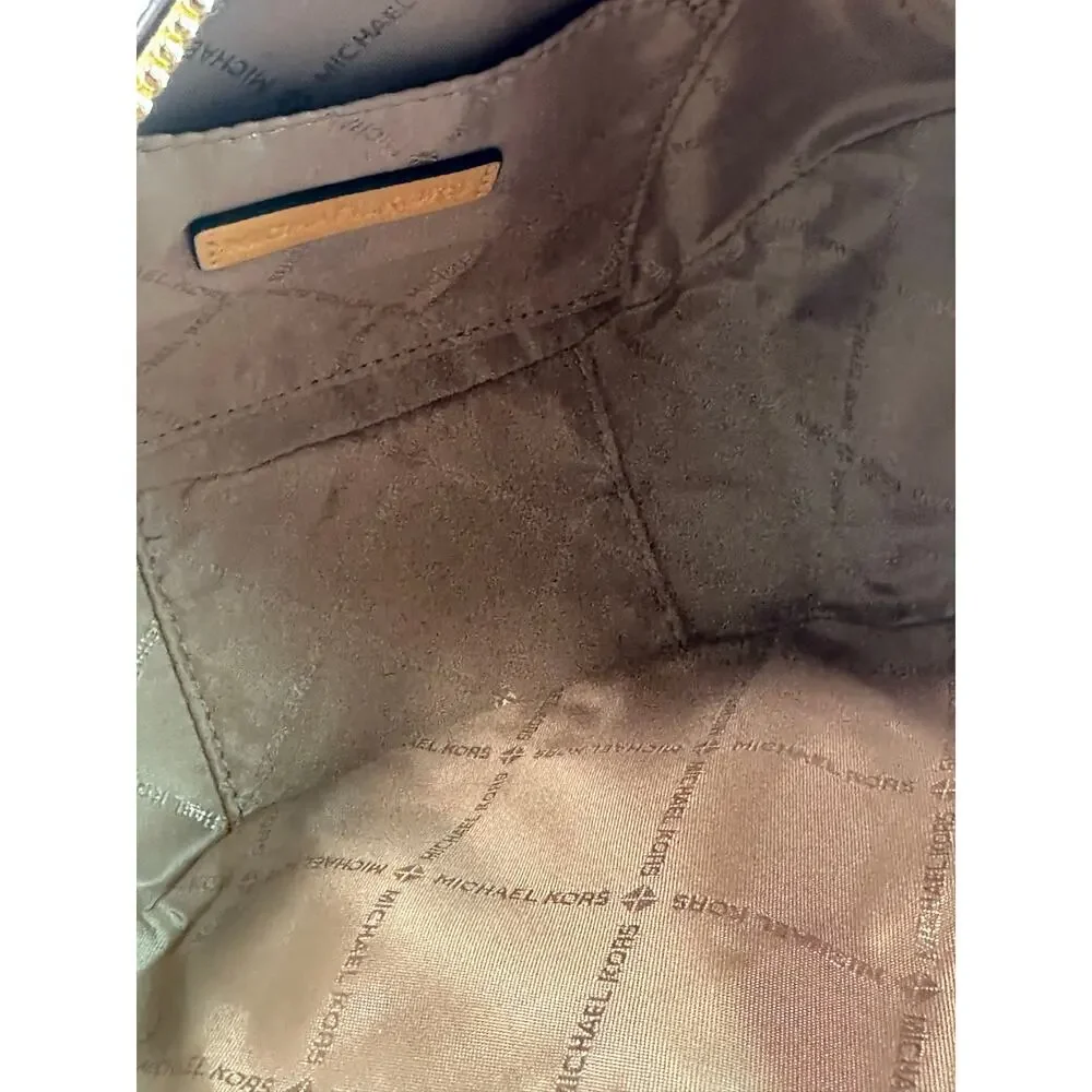 Michael Kors Merritt Small Shoulder Bag Honeywheat Cargo Monogram NWT